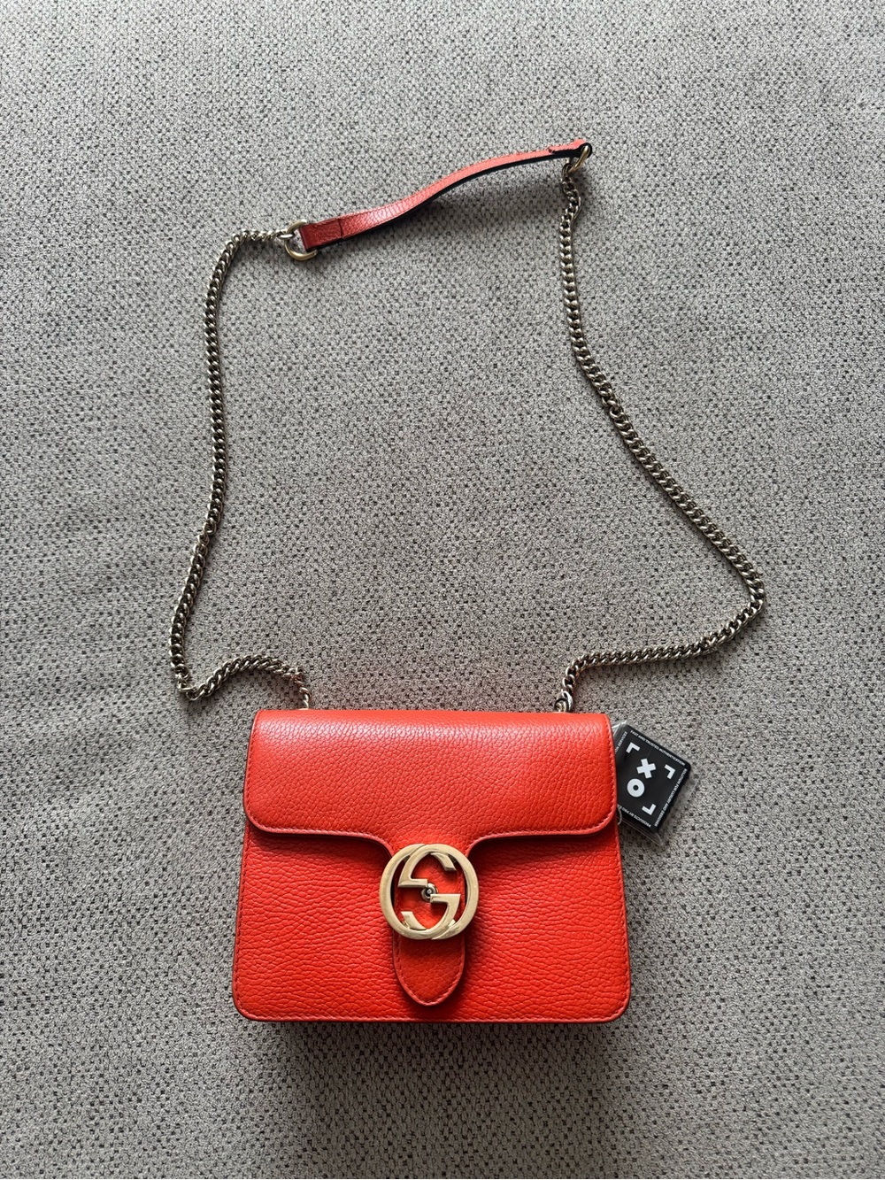 Gucci Red Leather GG interlocking Chain Crossbody Bag